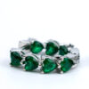 Σκουλαρίκια κρίκοι με πέτρες καρδούλες πράσινες