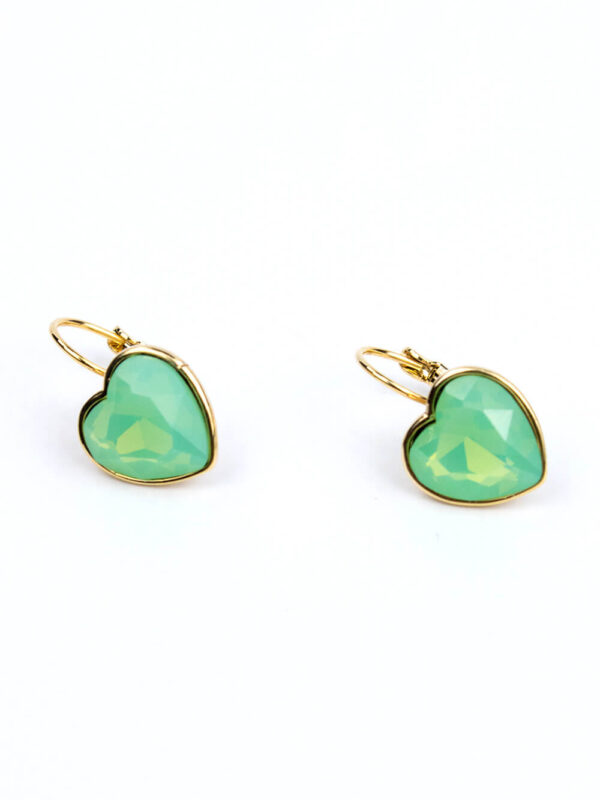 Σκουλαρίκια με πράσινη πέτρα καρδούλα