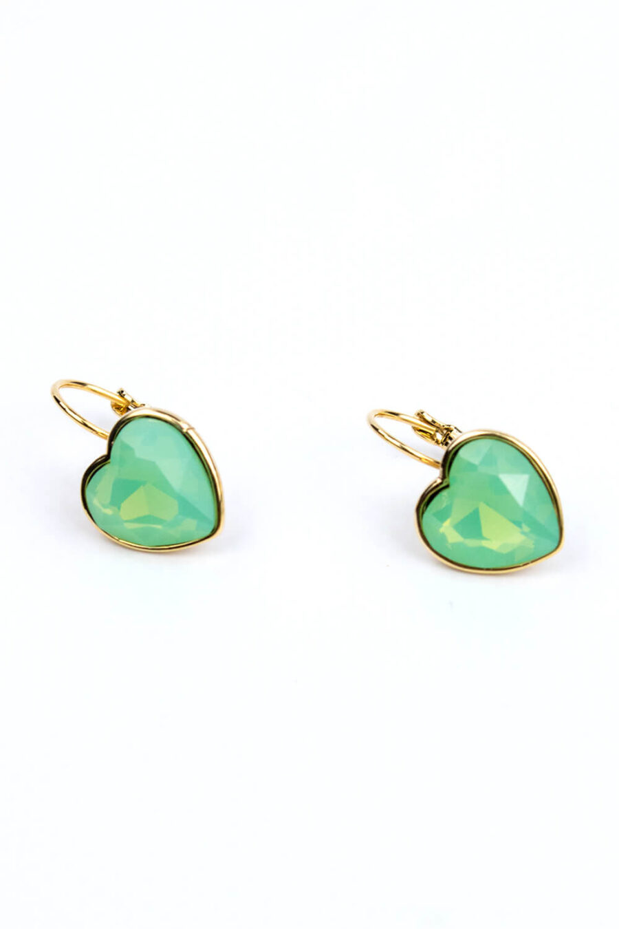 Σκουλαρίκια με πράσινη πέτρα καρδούλα