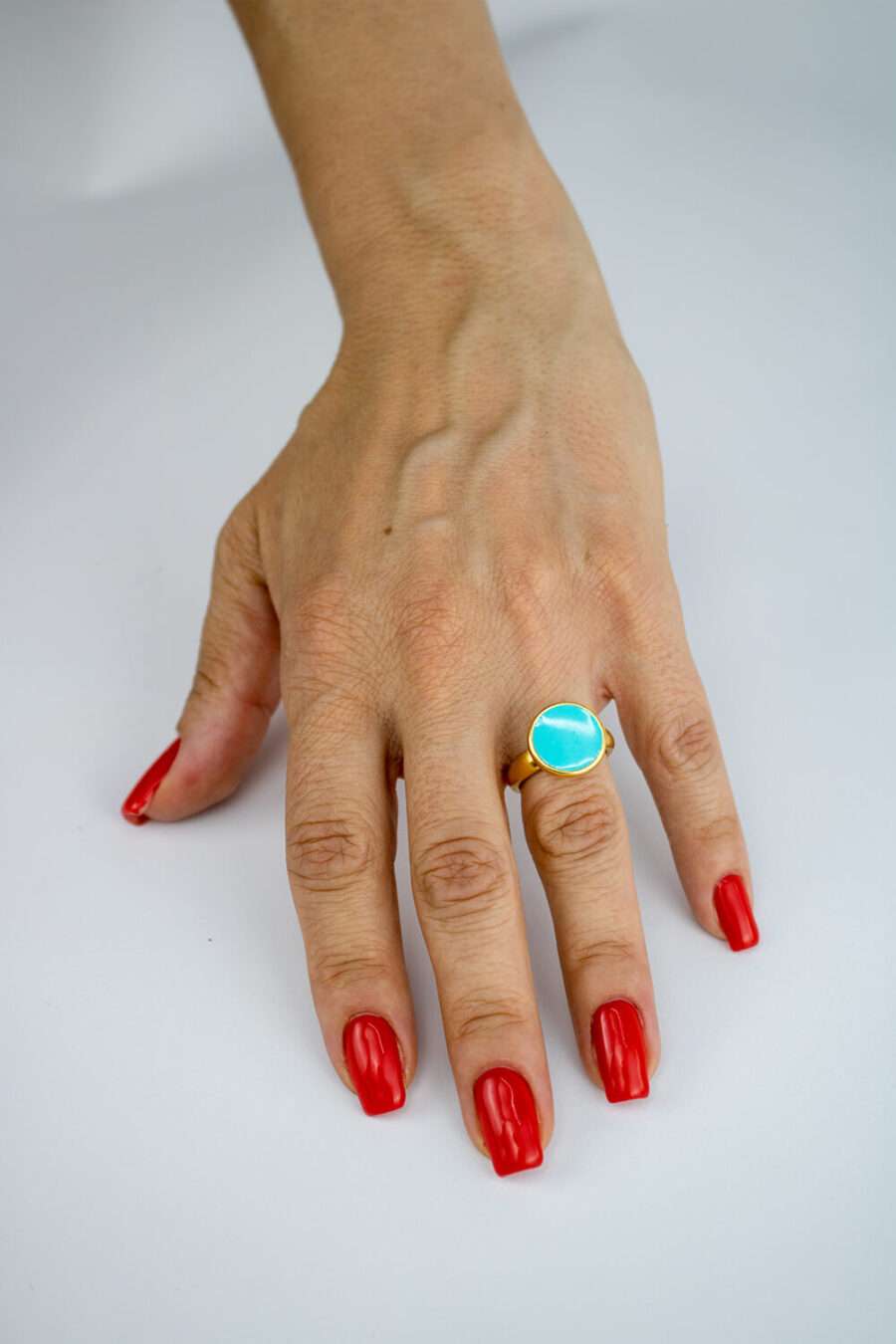 Δαχτυλίδι ατσάλινο με σμάλτο γαλάζιο