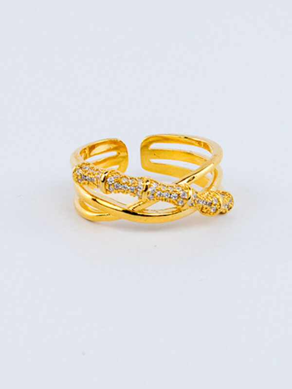 Δαχτυλίδι τριπλό με σφυρήλατα στοιχεία χρυσό