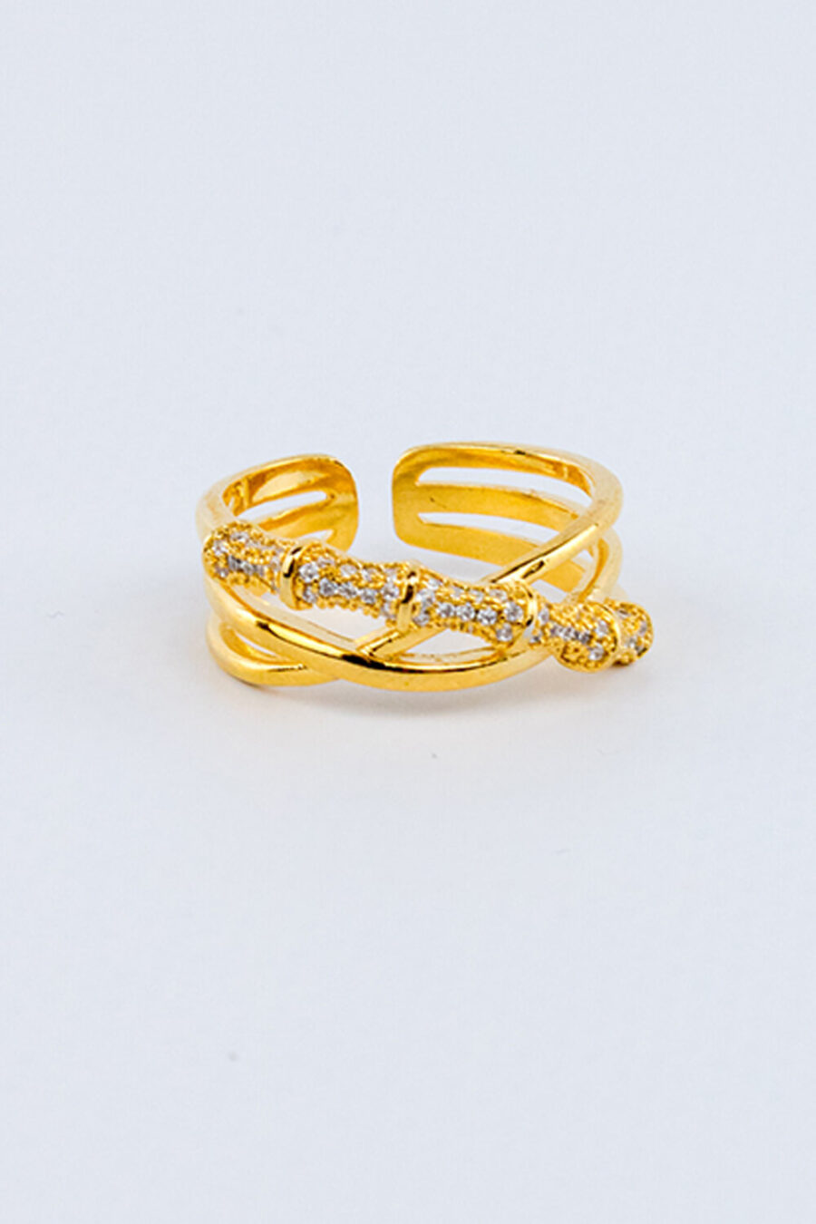 Δαχτυλίδι τριπλό με σφυρήλατα στοιχεία χρυσό
